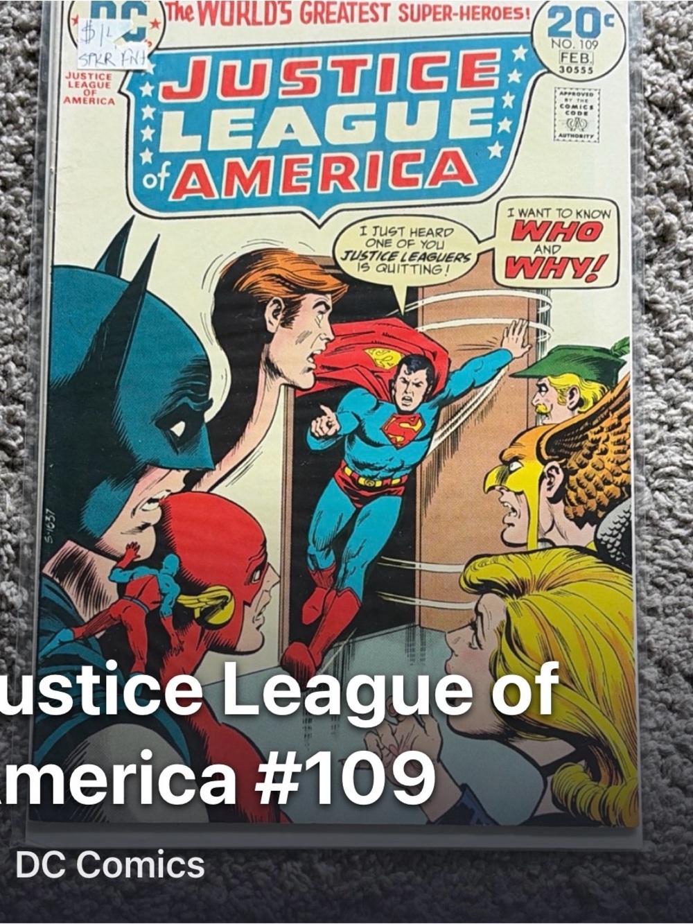 DC Comics Justice League of America Comic Cover - Blue/Red/Yellow